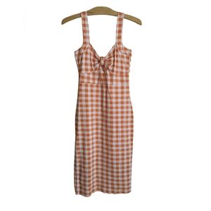 Like New ASOS Pencil Bodycon Sweetheart Sleeveless Dress in Gingham Orange
